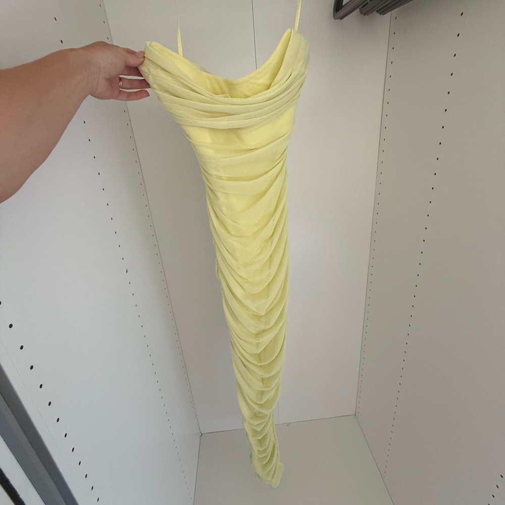 Chic Yellow Draped Maxi Dress